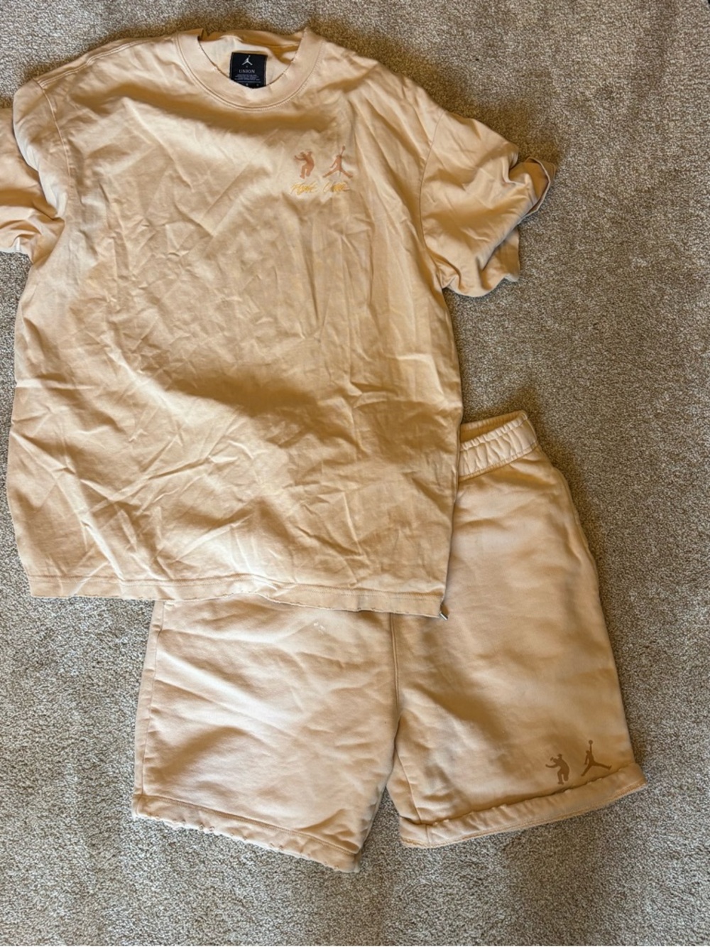 Jordanx union Cream Short Sleeve sweat Set - Neutral Two-Piece